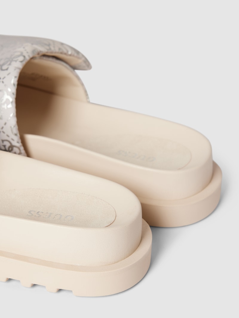 Pantoletten mit Label-Print Modell 'FABETZY' in offwhite