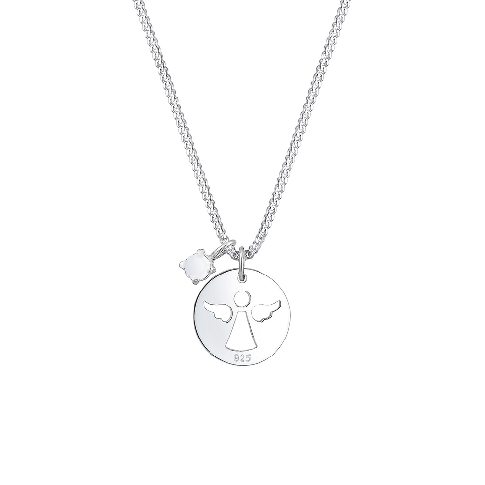 Elli Elli Collier Femme Assiette d'Ange Jouant avec des Cristaux en Argent Sterling 92 collier