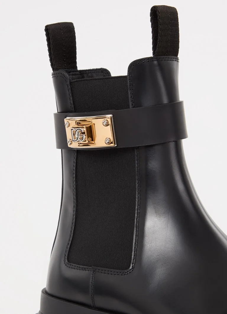 Δερμάτινες μπότες Chelsea με λογότυπο Dolce & Gabbana