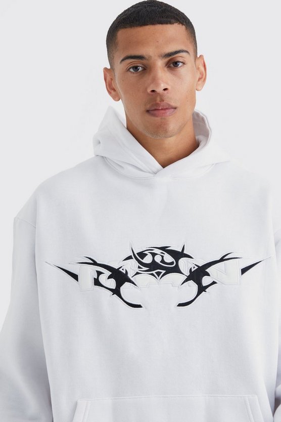 Oversize Hoodie mit PU-Applikation