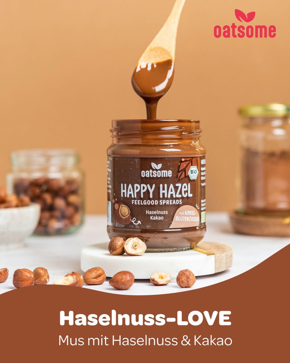 Haselnussmus, \Happy Hazel\ Feelgood Spreads, Haselnuss Kakao, 200 g