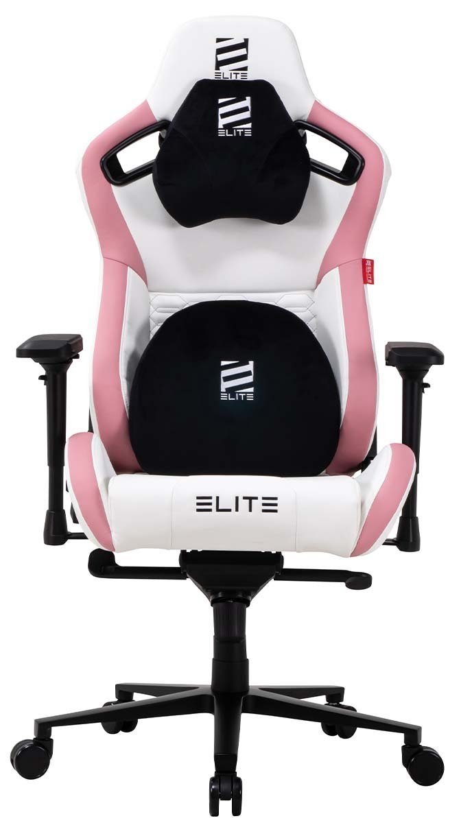 ELITE Gaming Gaming-Stuhl verstellbarer Profi Gamingstuhl ELITE Mercenary inkl. 4D-Armstützen (Drehstuhl inkl. Kopf- und Lendenwirkbelkissen (Alcantara-Optik), bis 150 kg, klappbare Rückenlehne - bis zu 135° neigbar, Home Office geeignet, Sicherheits