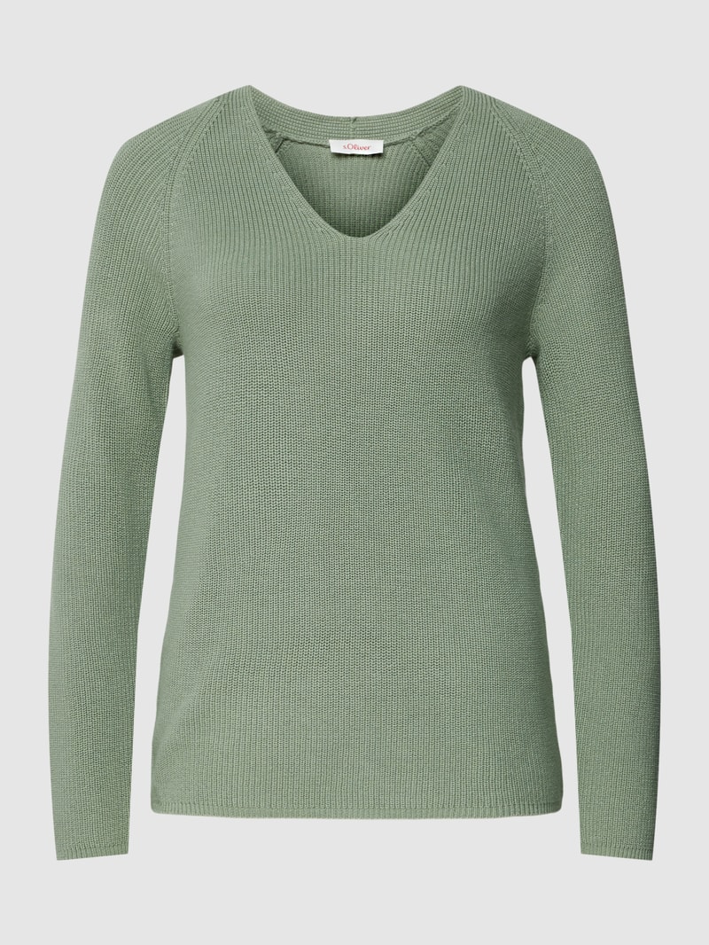 Strickpullover mit V-Ausschnitt in hellgrün