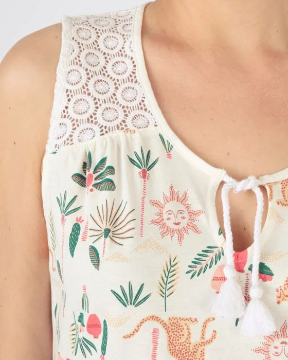Chemise de nuit sans manches pur coton peigné