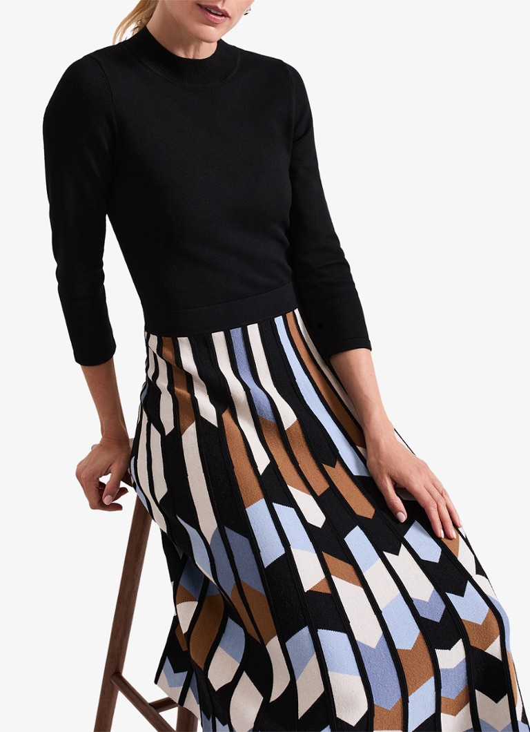 Vestido midi Phase Eight Maci, estampado y plisado.