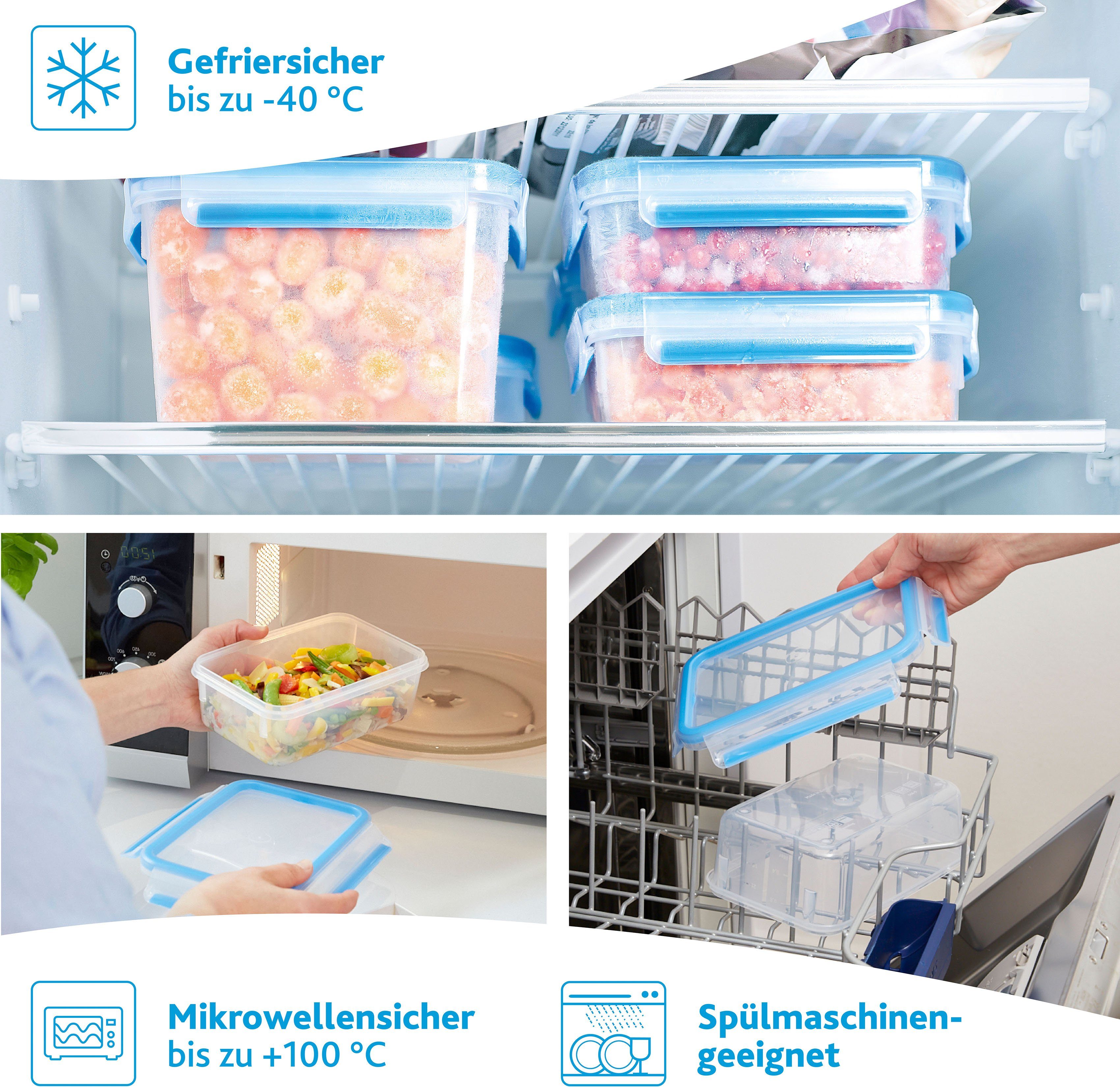 Emsa Frischhaltedose Clip & Close, Kunststoff, (Set, 10-tlg., 5 Vorratsdosen mit jeweils einem Deckel), Set:10-tlg, 5x0,8L, 5x Deckel, Kunststoff, hygienisch, Frischedichtung