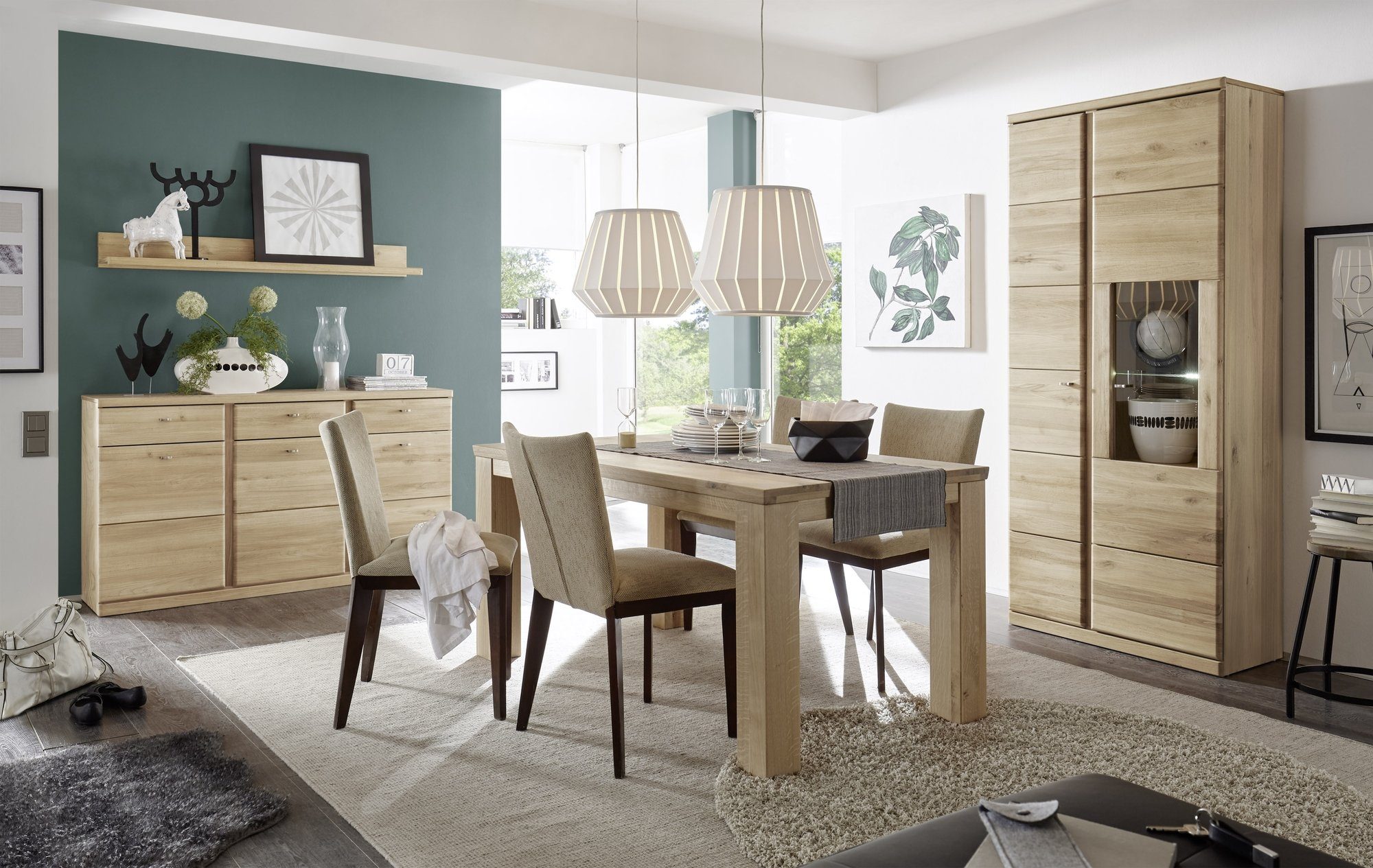 58 aufm Kessel Esszimmer-Set Esszimmer komplett Set Teilmassiv Ianisha Esszimmereinrichtung 4-tlg., (4-St)