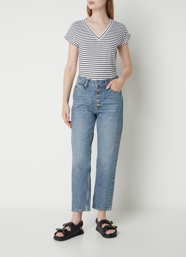 Whistles Willa V-neck T-shirt with stripe print