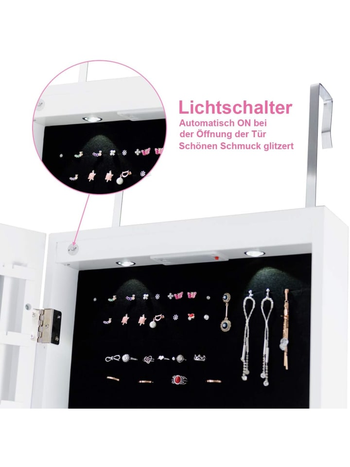COSTWAY Schmuckschrank mit LED in Weiß günstig kaufen 120 cm
