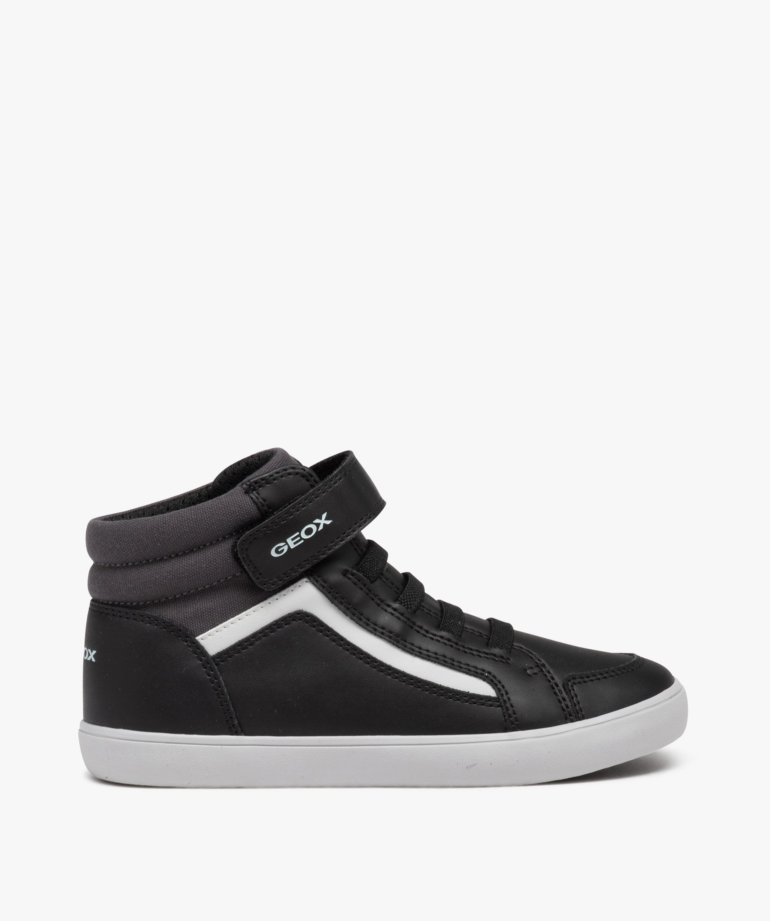Baskets mid-cut respirantes à lacets et scratch Garçon - Geox noir | GEMO