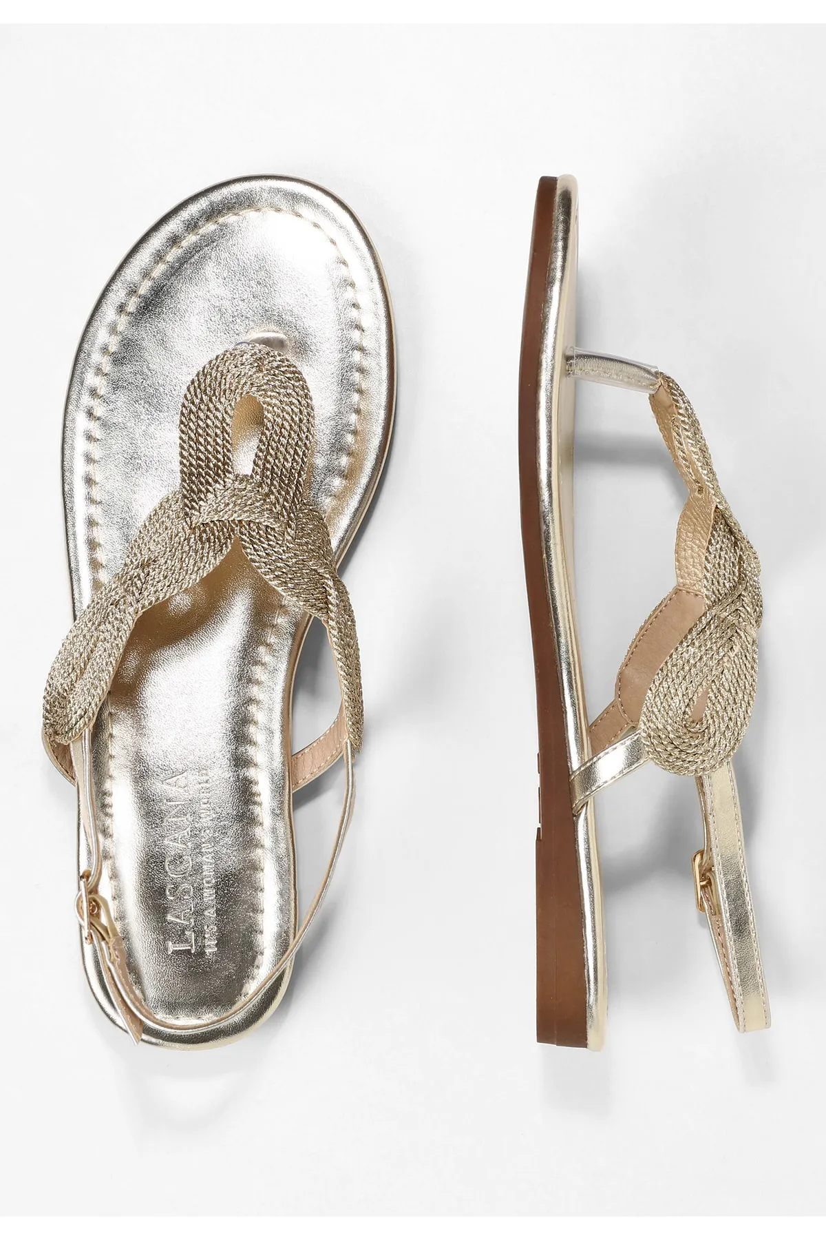 LASCANA  Sandalette - Goldfarben - Flacher Absatz