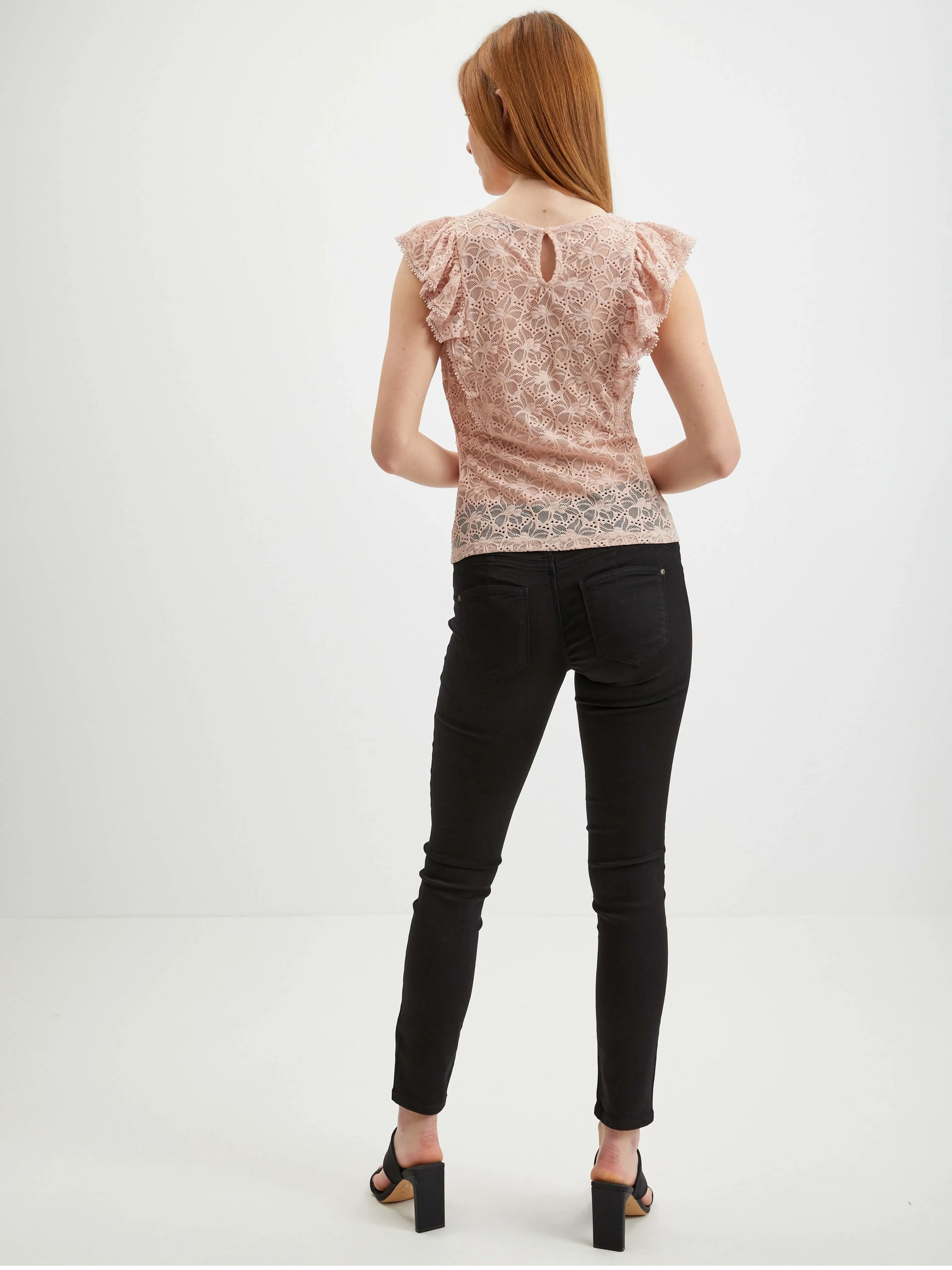 Hellrosa Damen-Spitzenbluse ORSAY