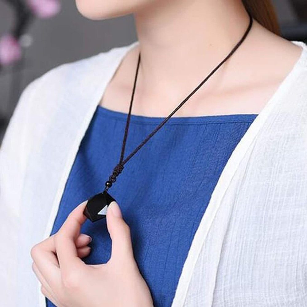 Runxizhou Anhänger Natürlicher Obsidian Hexagon Stern Anhänger