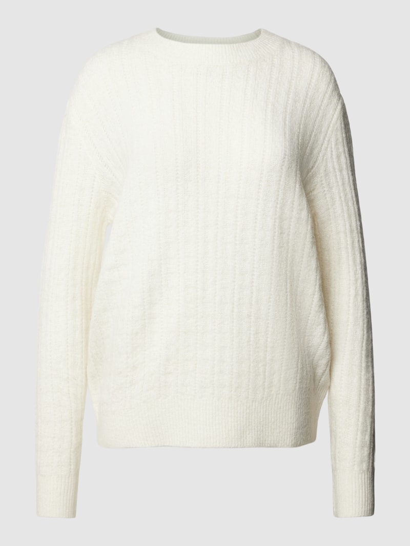 Oversized Strickpullover mit Rundhalsausschnitt in offwhite