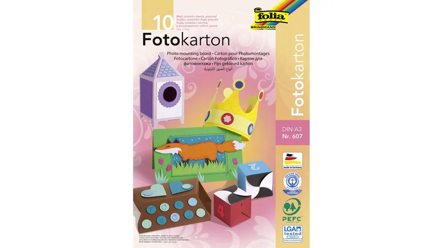 folia Fotokartonblock 10 Bögen DIN A3 sortiert