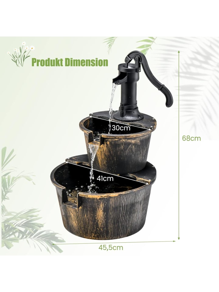 COSTWAY Gartenbrunnen mit Wasserpumpe in Bronze günstig kaufen onesize