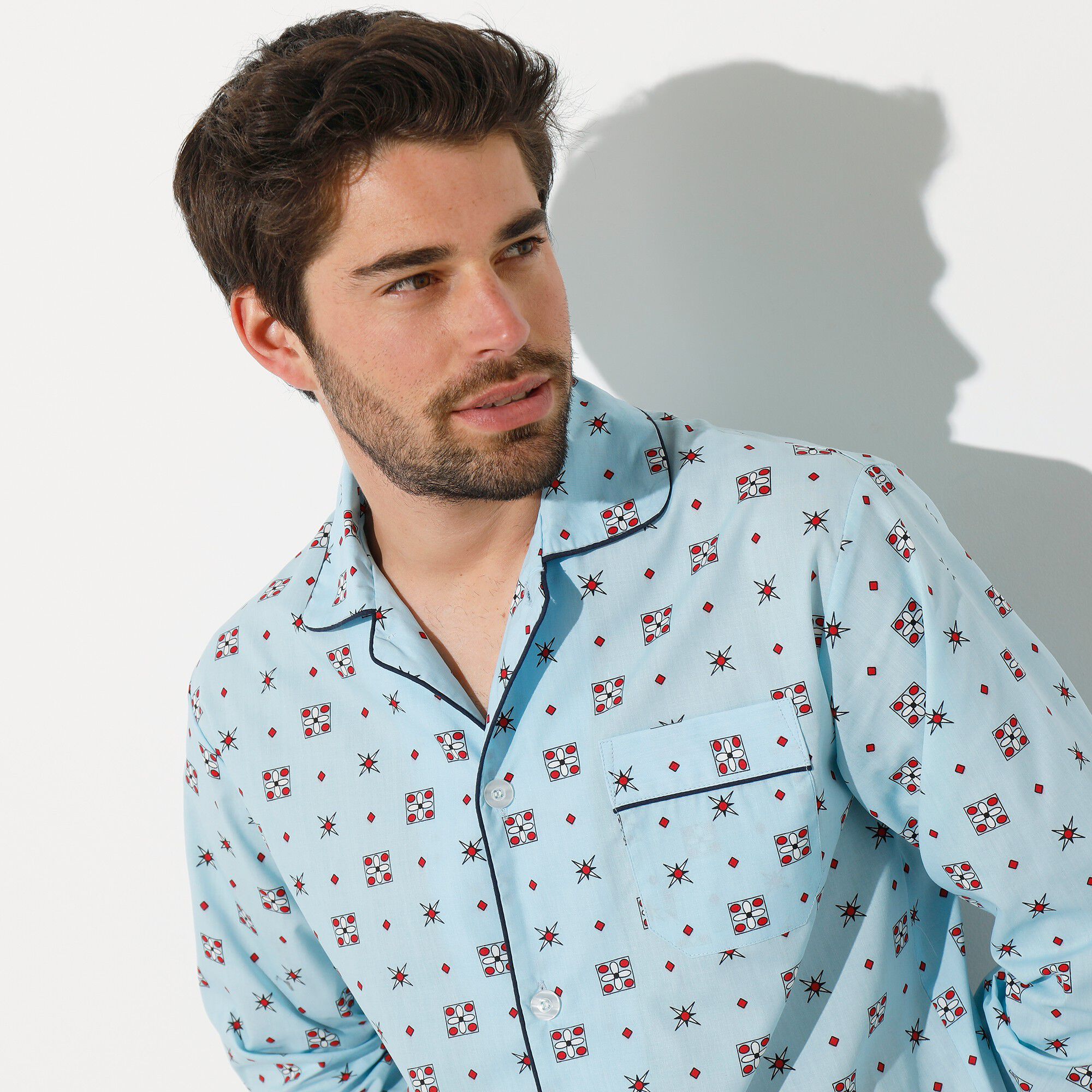 Pyjama imprimé popeline polyester/coton