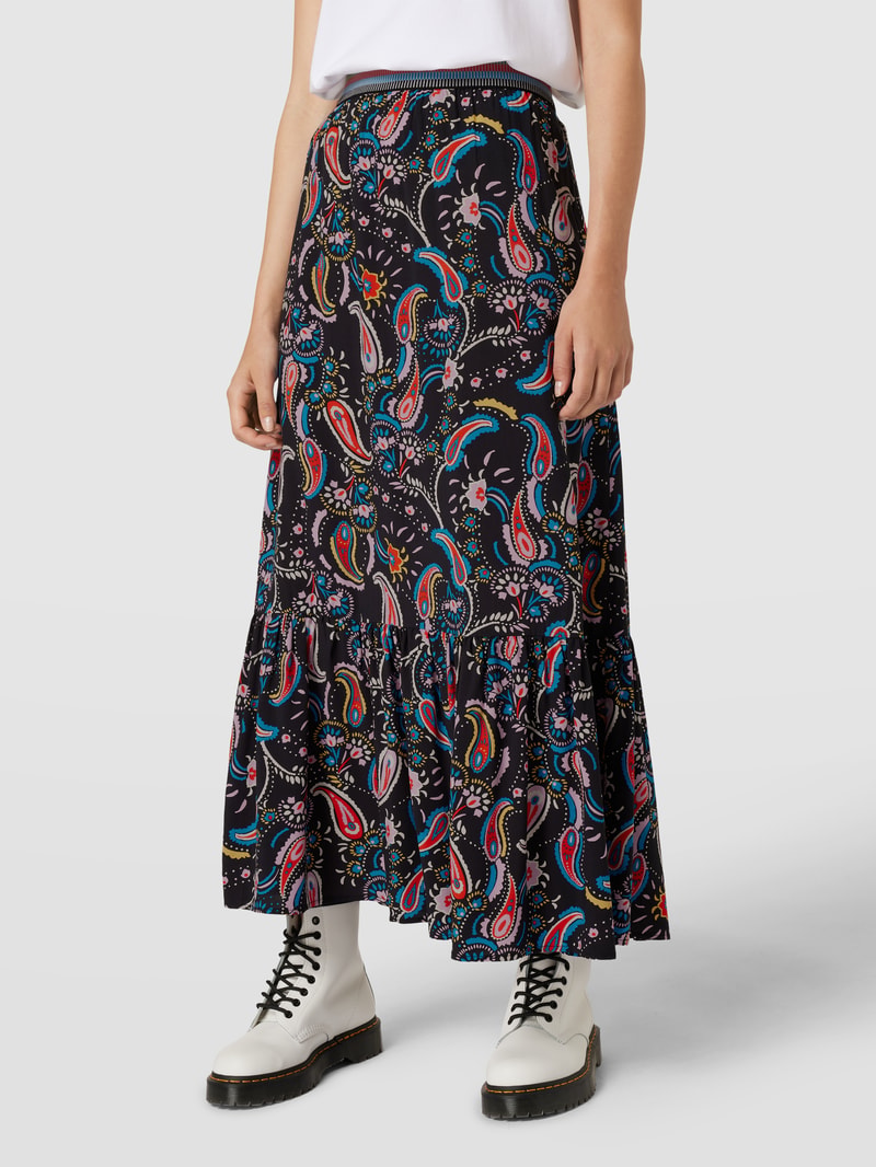 Maxirock mit Paisley-Muster in schwarz