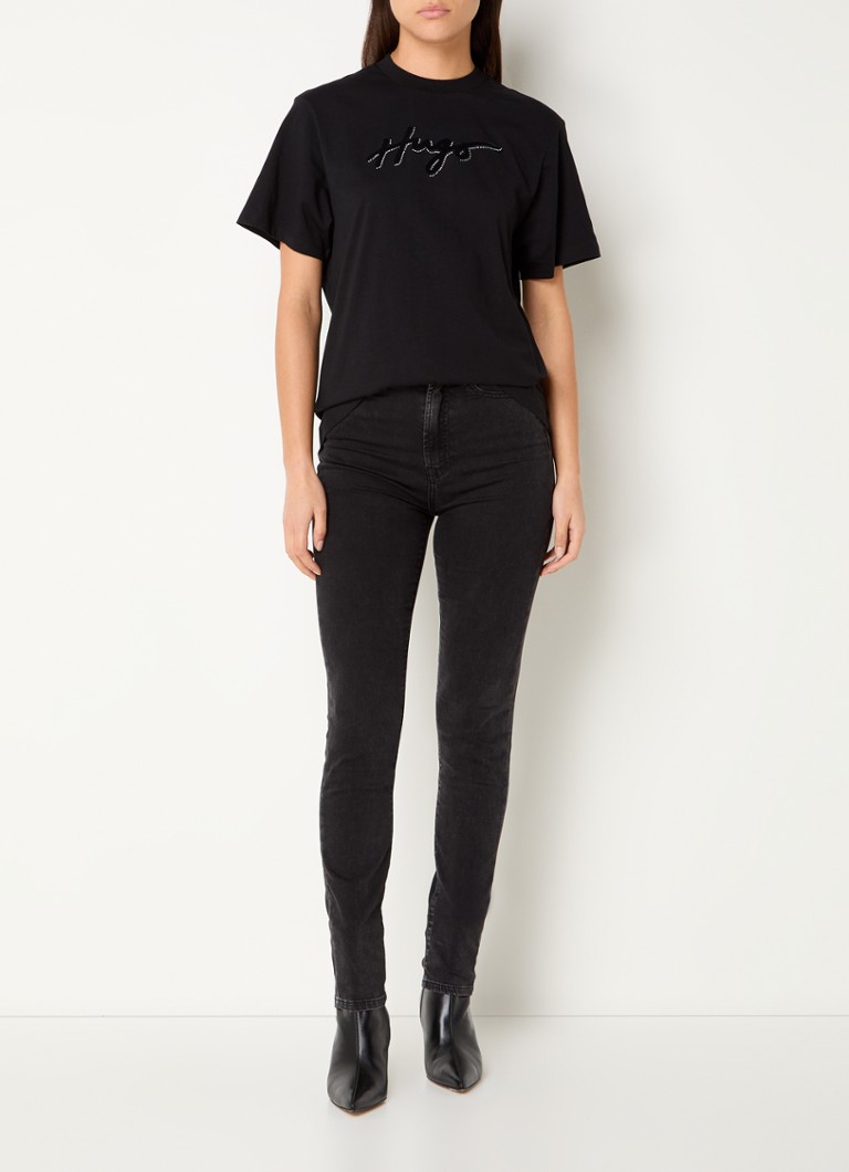 HUGO BOSS Vintage T-shirt with logo and rhinestones