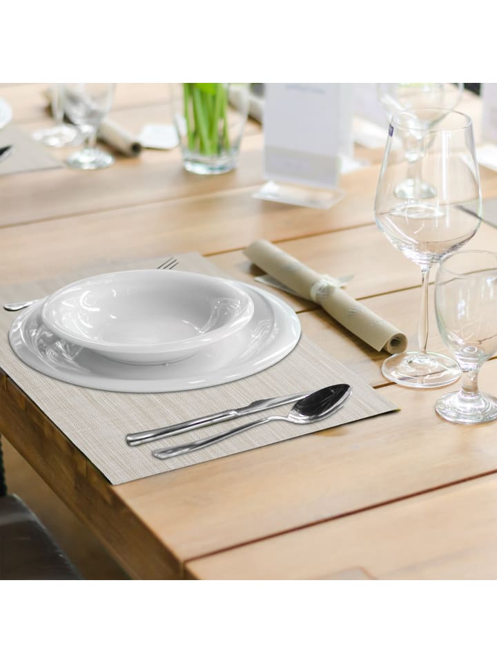 relaxdays 6tlg. Tischset in Creme - (B)45 x (T)30 cm günstig kaufen onesize