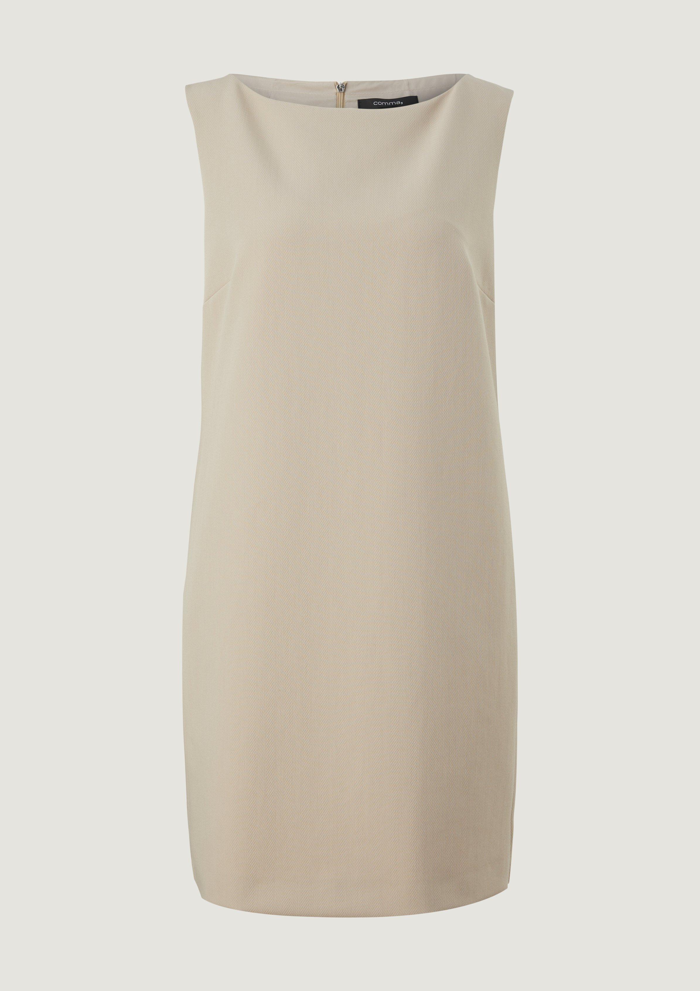 Businesskleid mit Fischgrat-Muster - helles beige