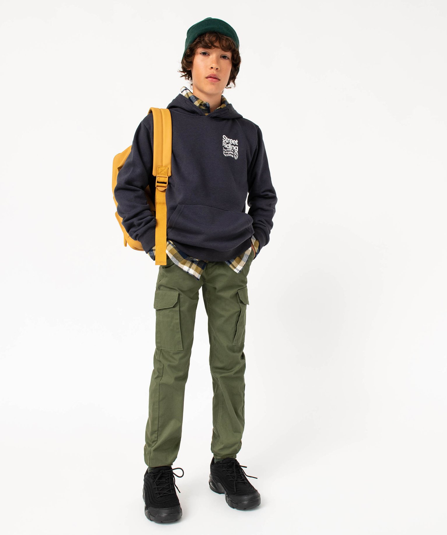 Pantalon en toile coupe jogger Garçon kaki | GEMO