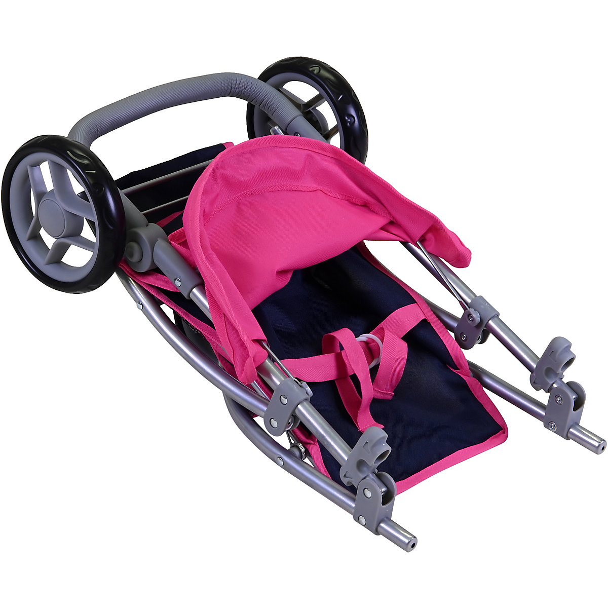 Kombi-Puppenwagen Coco - flying hearts blue pink