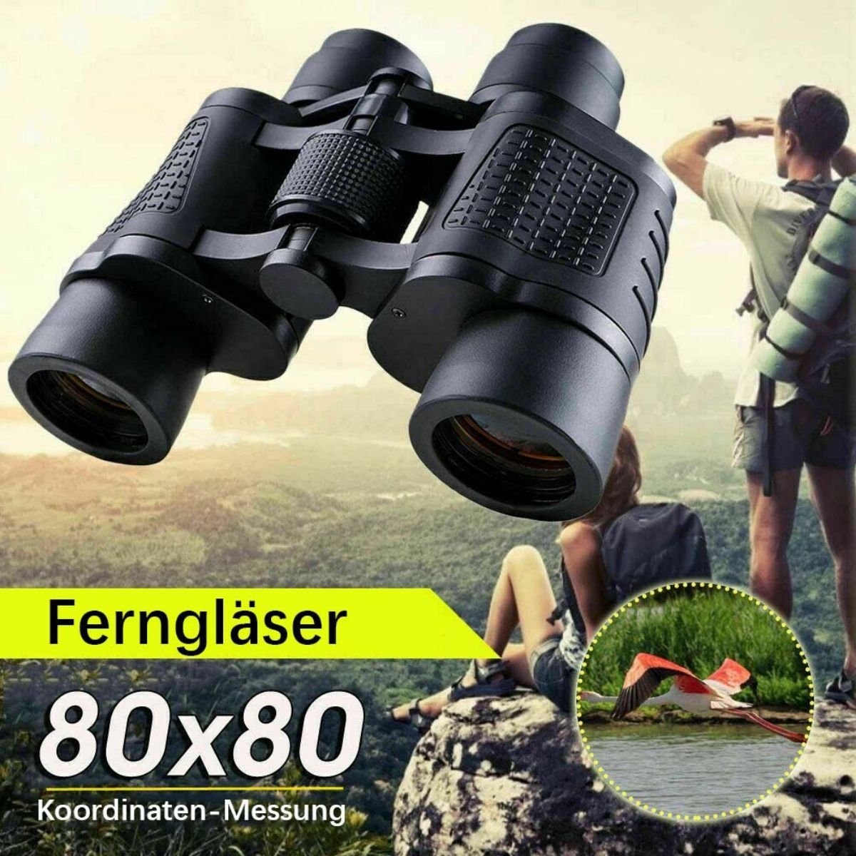 flowgoer Fernglas 80X80 große Reichweite Fernrohr (15000 m HD-Hochleistungsteleskop mit Nachtsicht für die Jagd)