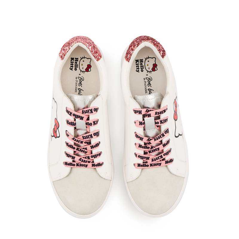 Baskets en cuir simone hello kitty glitter rose