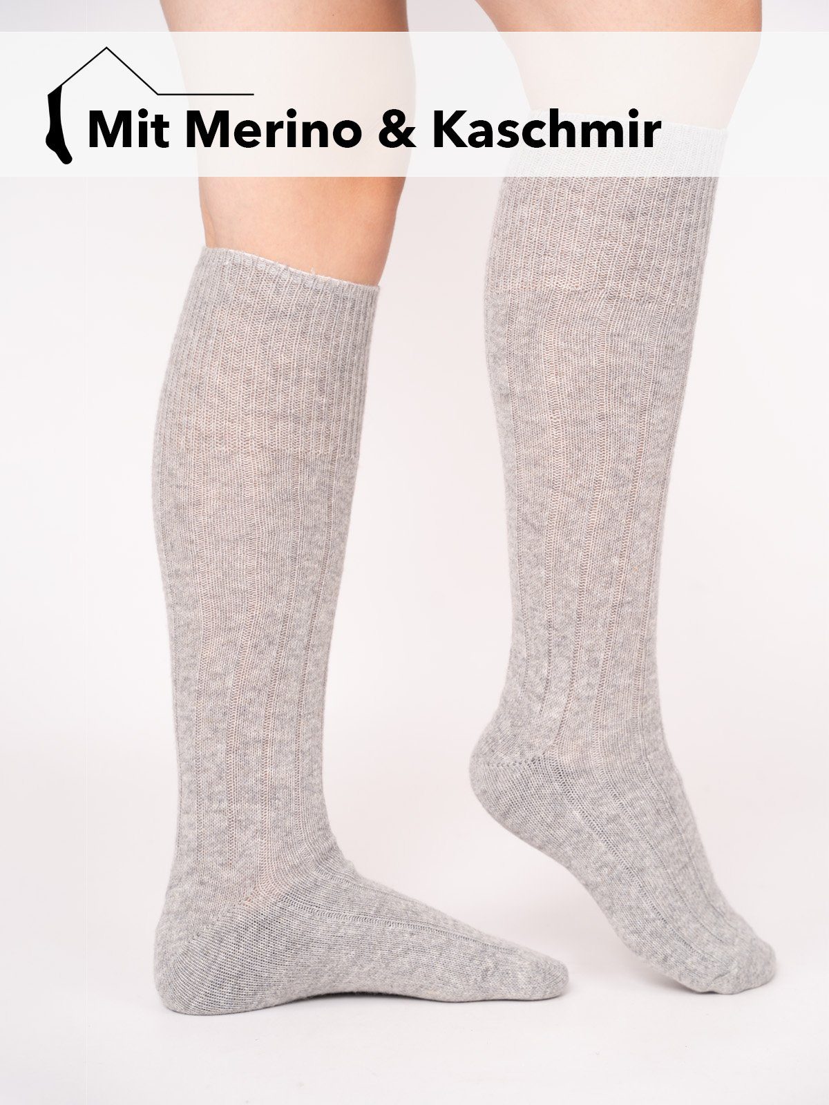 HomeOfSocks Kniestrümpfe Merino Kaschmir Kniestrumpf Luxuriöse Wollsocken Extra Weich Kniestrümpfe mit Merino- und Kashmirwolle