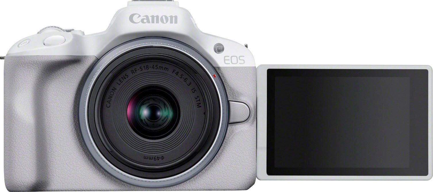 Canon EOS R50 + RF-S 18-45mm F4.5-6.3 IS STM Kit Systemkamera (RF-S 18-45mm F4.5-6.3 IS STM, 24,2 MP, Bluetooth, WLAN)