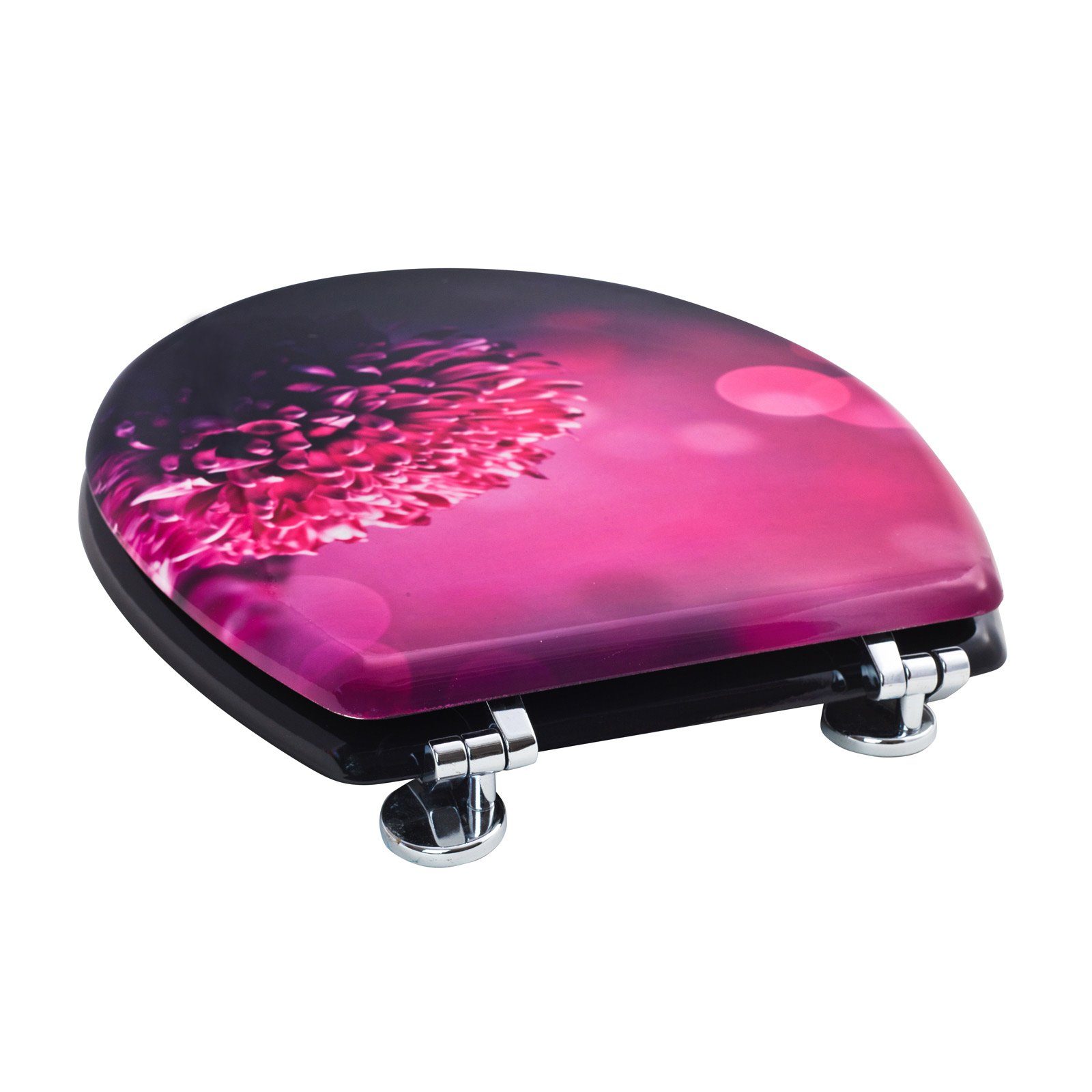 Grafner WC-Sitz WC Sitz mit Absenkautomatik Motiv Pink Dahlia Toilettendeckel, Absenkautomatik