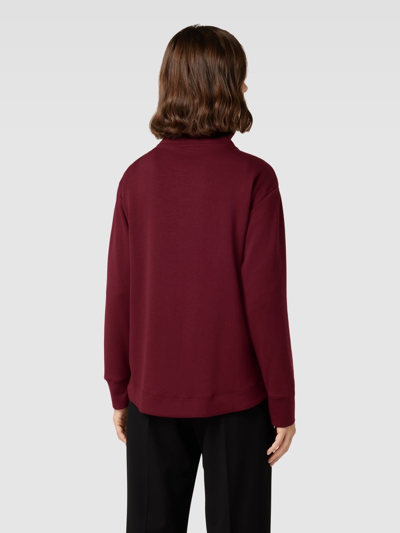 Sweatjacke mit Stehkragen in bordeaux rot