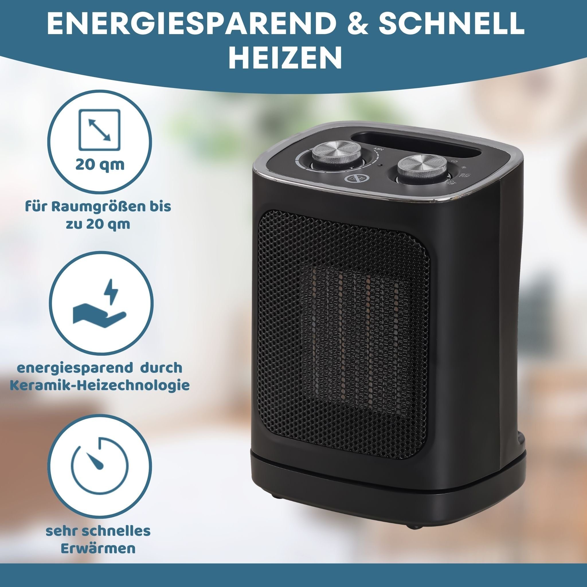 Stahlmann Heizgerät STAHLMANN Keramik Heizlüfter ZH006, 1800 W, Thermostat, Elektrisches Heizgerät, Heizstrahler Innenraum, Heater