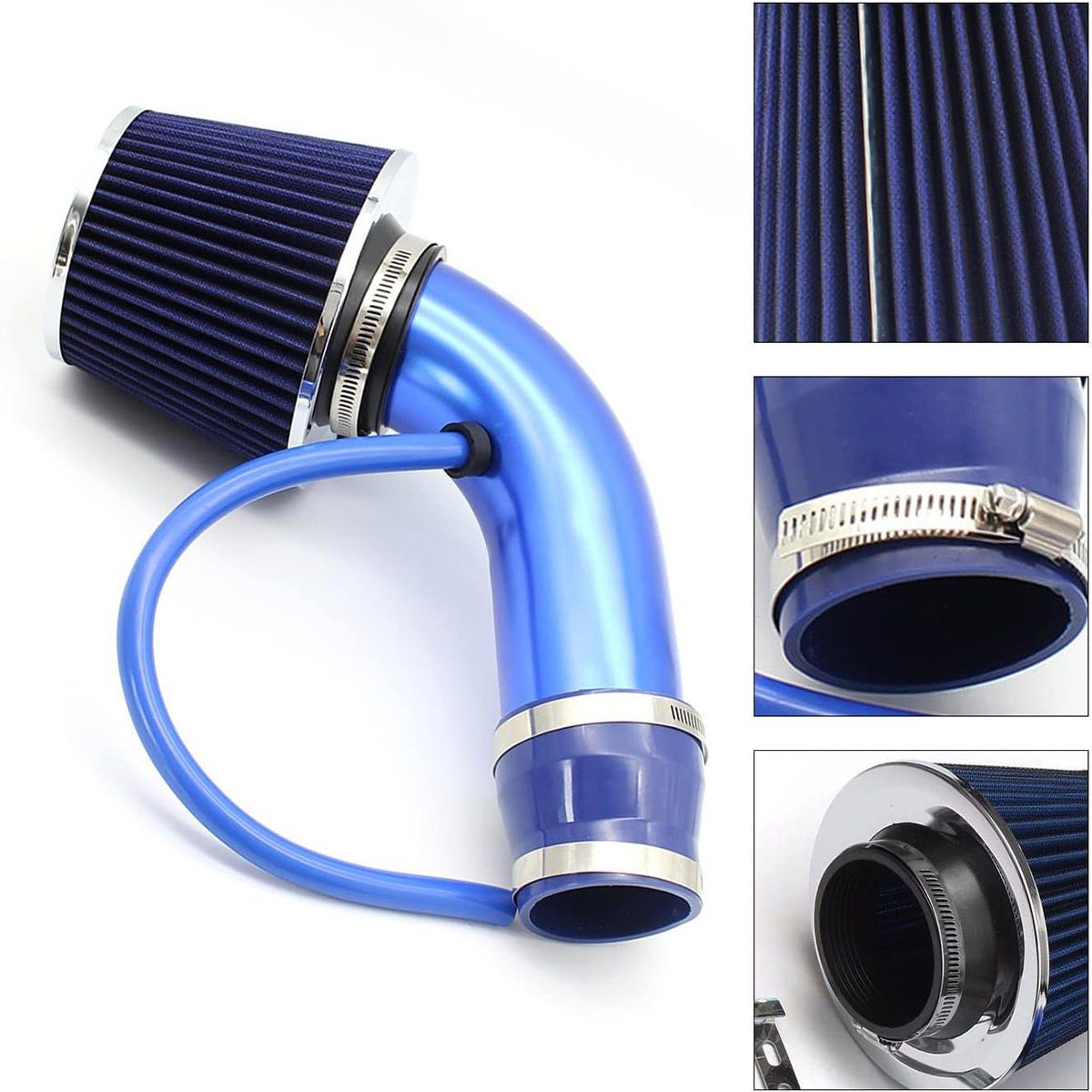 Yoyaxi Luftfilter Universeller Kaltluftansaugfilter für Autos, 76 mm (3 Zoll) mit Luftschlauch-Kit