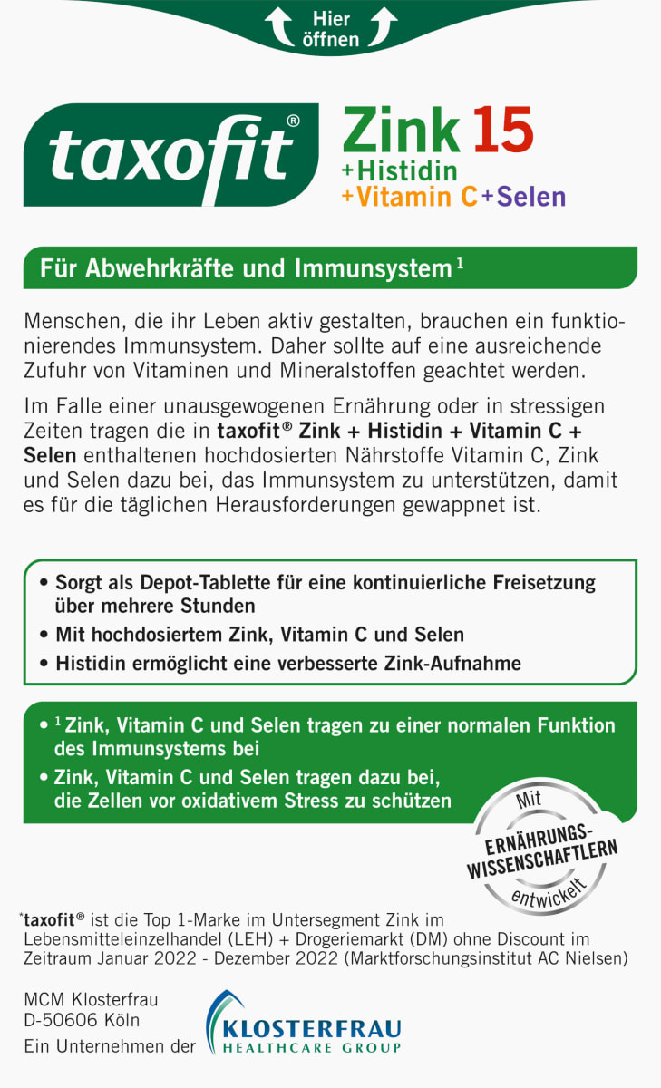 Zink+ Histidin + Vitamin C + Selen Tabletten 40 St, 31,2 g