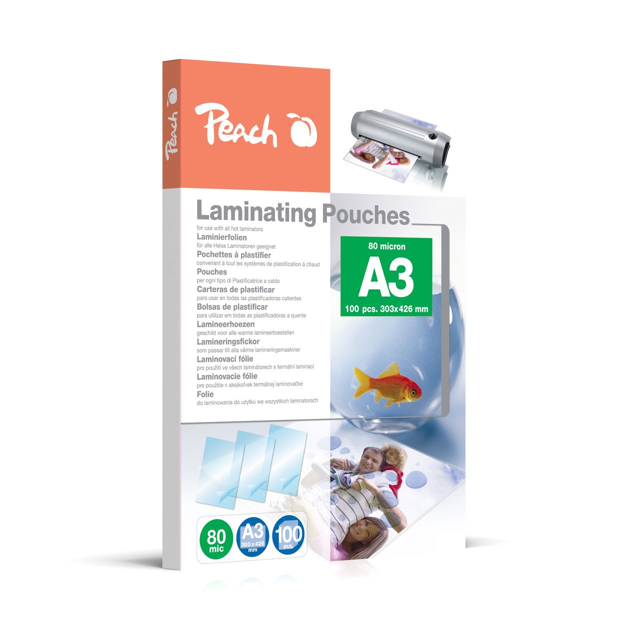 Peach Laminierfolien A3, 80 mic, glänzend, 100 Stk.