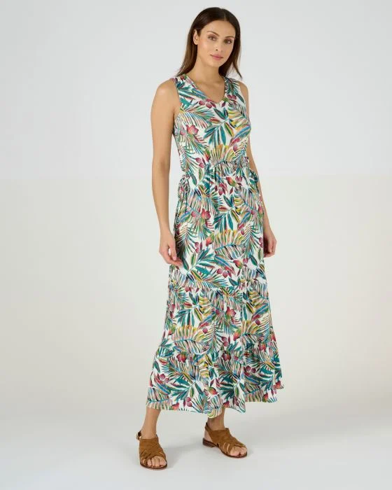 Robe longue maille à volants