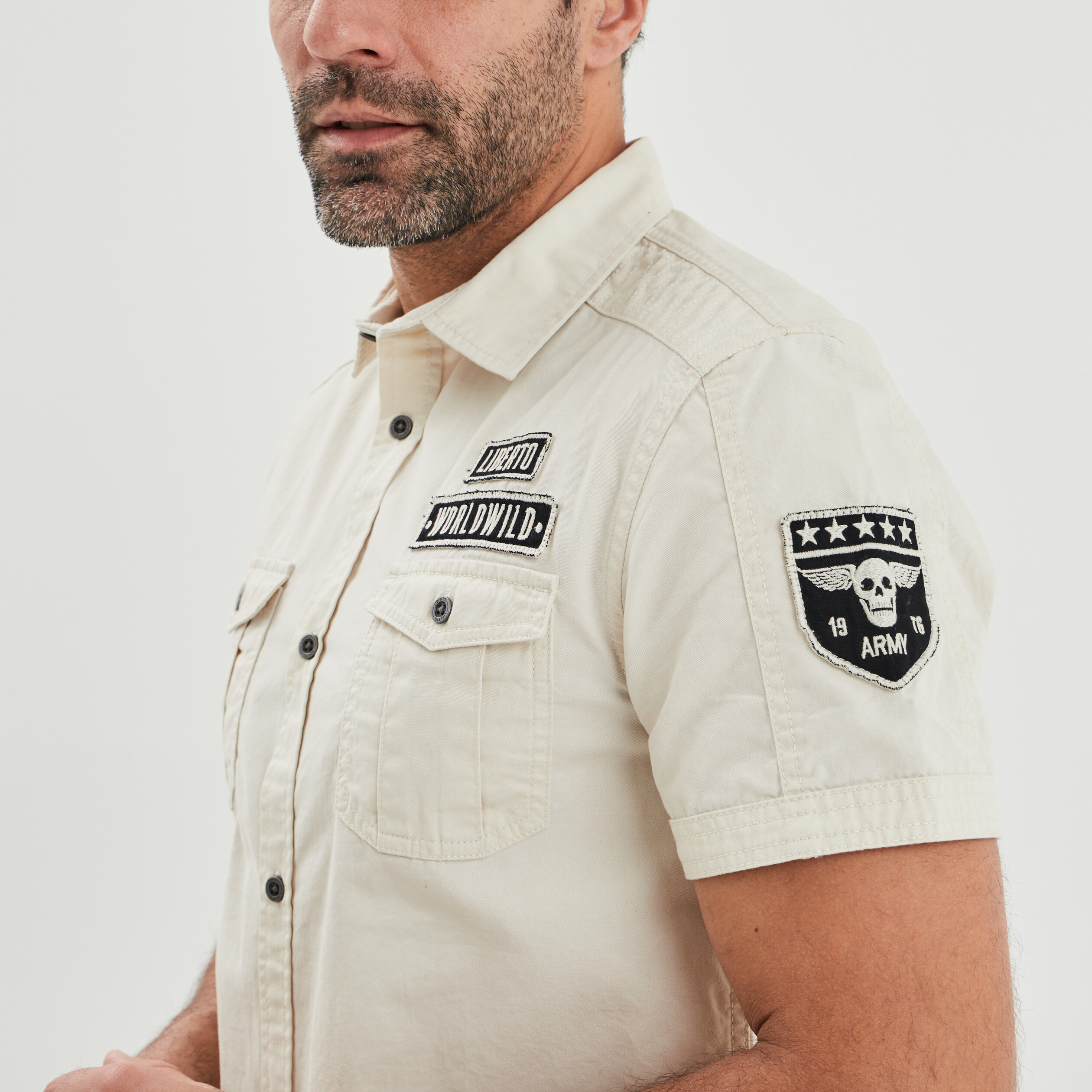 Chemise manches courtes Liberto ecru homme | La Halle