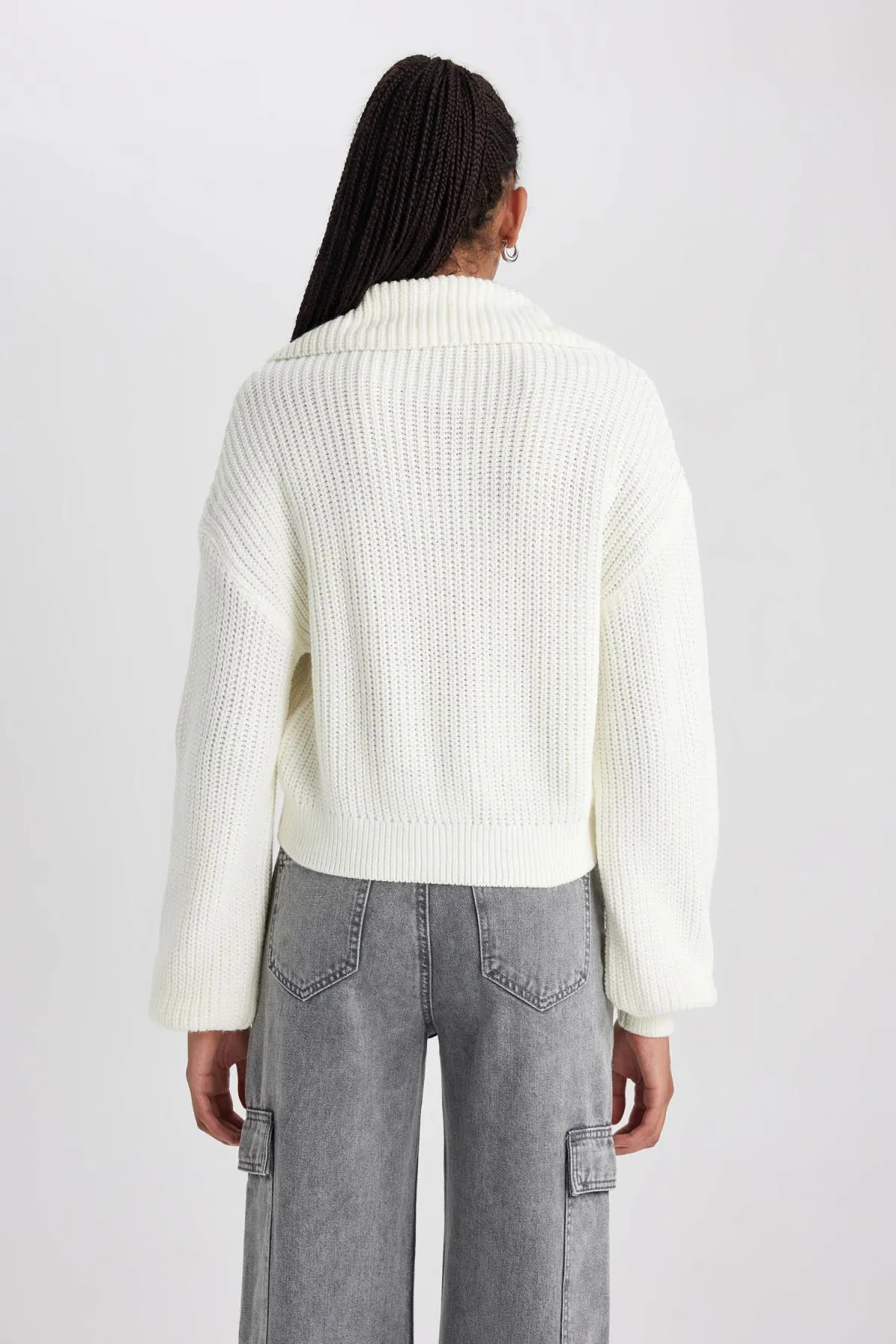 DeFacto  Slim-Fit-Strickjacke mit Polokragen und Reißverschluss