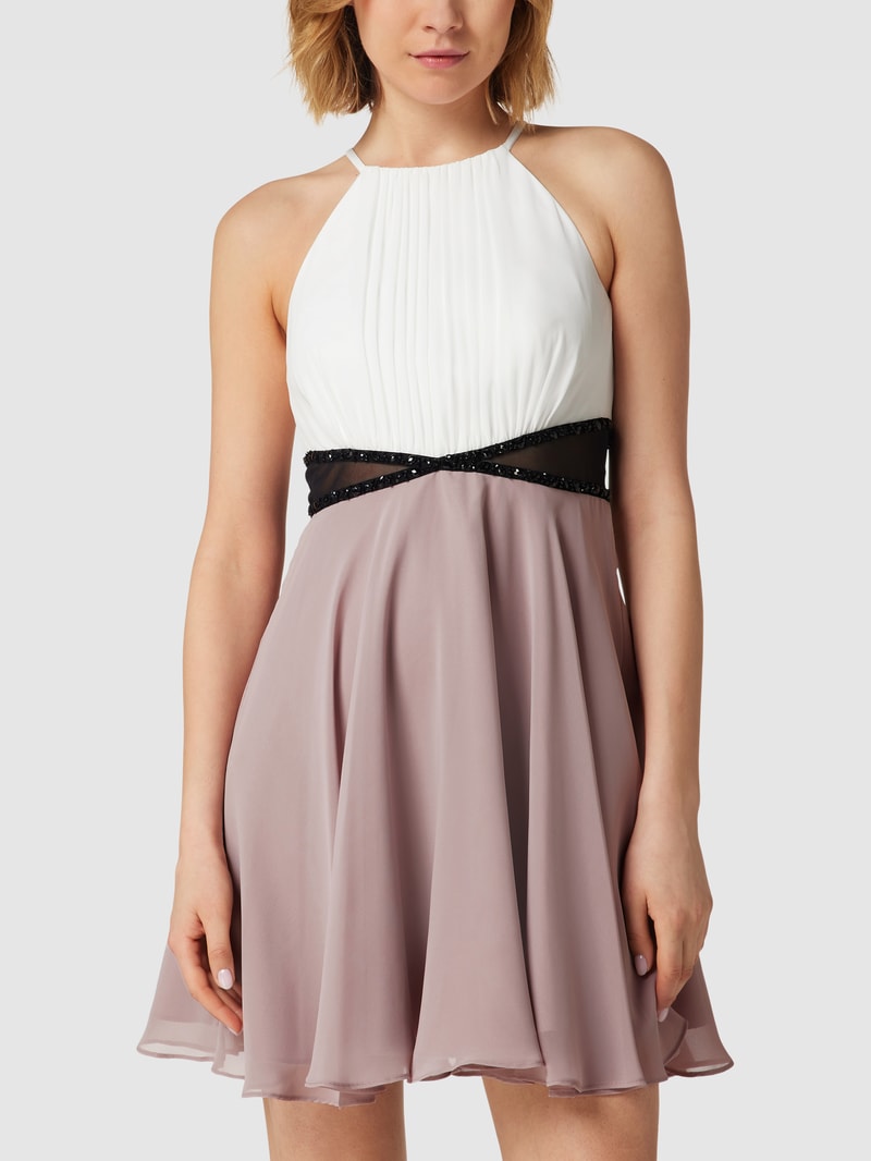 Cocktailkleid mit amerikanischem Ausschnitt in mauve