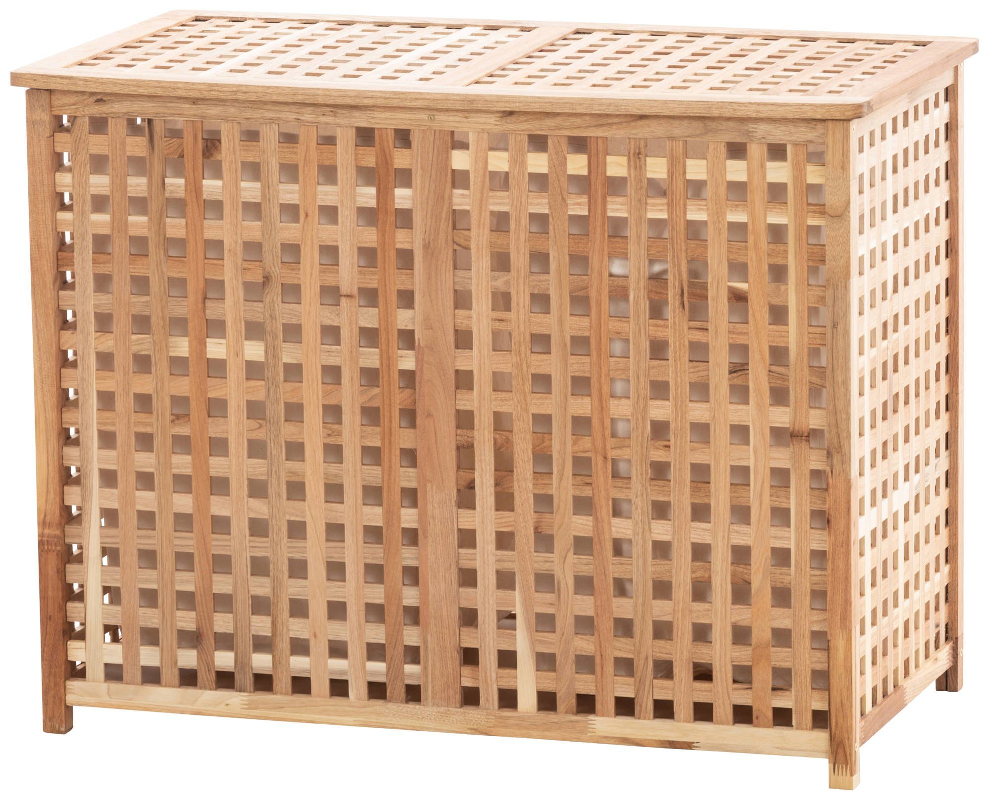 CLP Wäschebox Patea Holz, Wäschetruhe mit zwei Fächern und Deckel