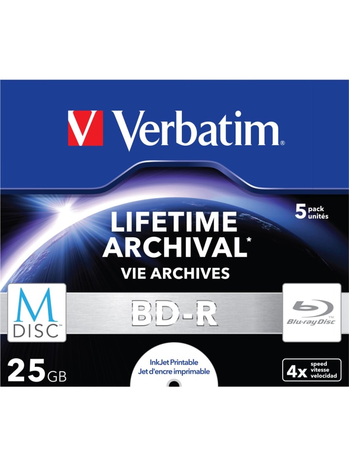 COFI 1453 Verbatim M-DISC BD-R 25GB/1-4x Jewelcase (5 Disc) in Blau günstig kaufen onesize