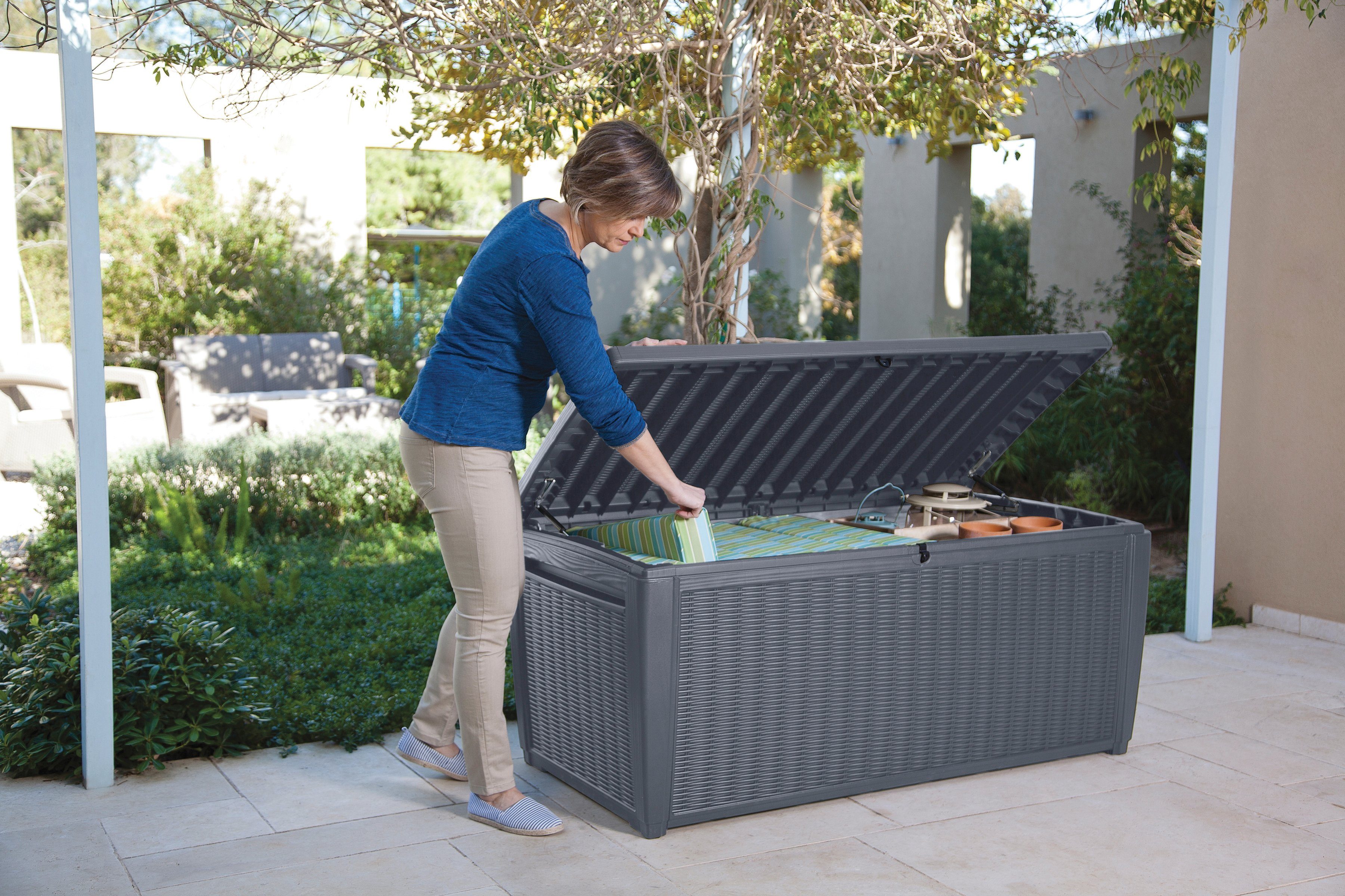 Keter Kissenbox Sumatra Box Rattan, anthrazit, ca. 145x72x64 cm