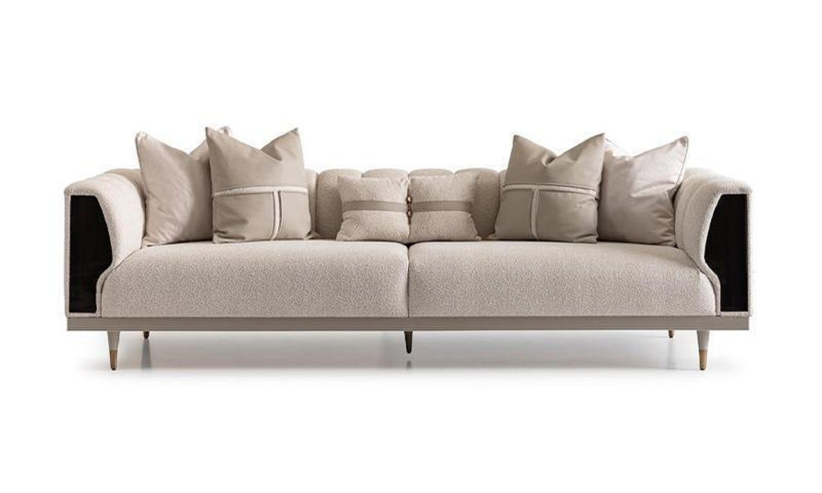 JVmoebel Wohnzimmer-Set Wohnzimmer Gruppe Dreisitzer Sessel Stoffsofa 6tlg Beige Couchtische, (6-St., 1x Sofa 3 Sitzer+1x Sessel+2x Couchtische+1x Beistelltisch+1x RTV), Made in Europa