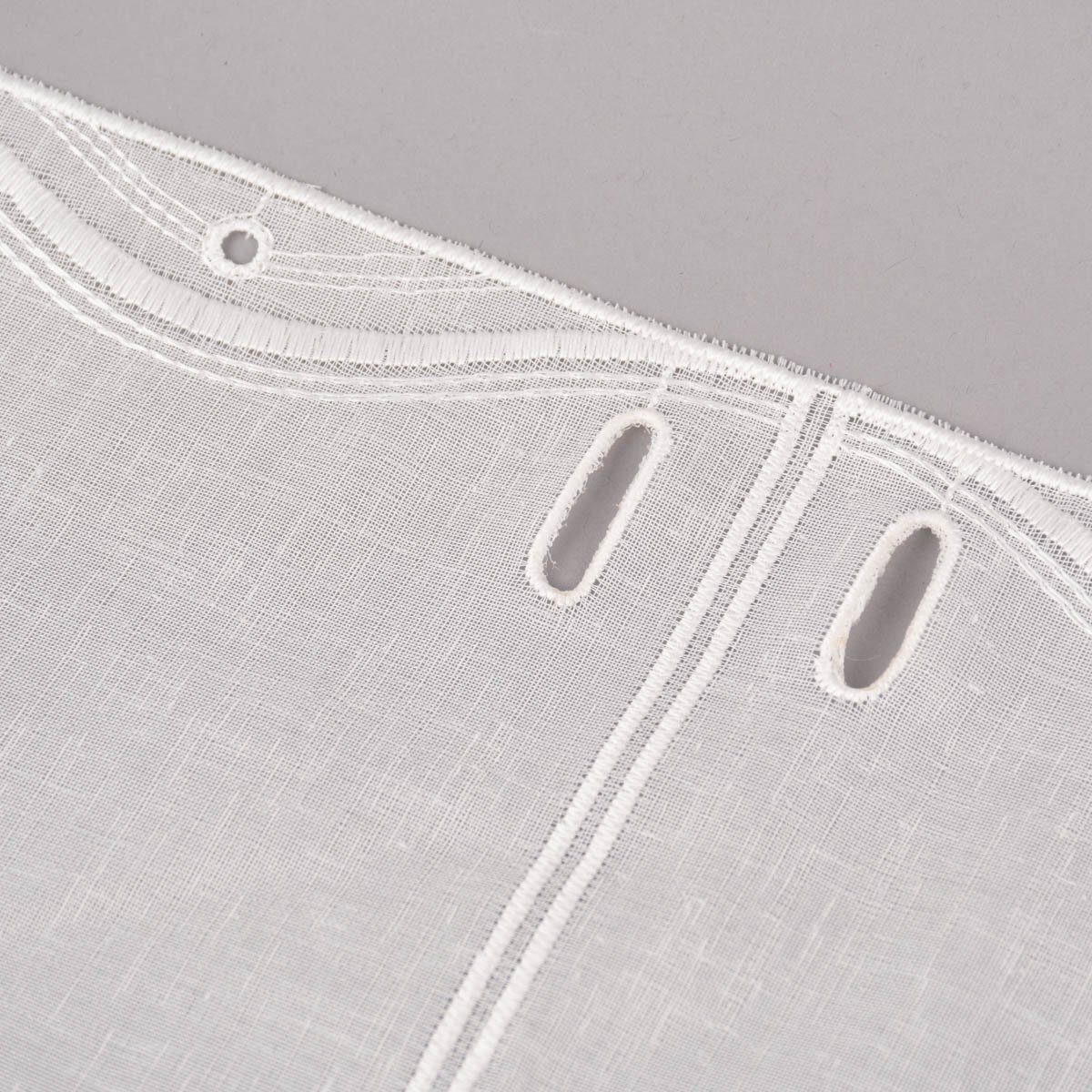 Meterware Scheibengardine nähfrei Stickerei Leinenlook ecru 60cm, SCHÖNER LEBEN., leicht perforiert, Stickerei/Stickstoff, bestickt, pflegeleicht