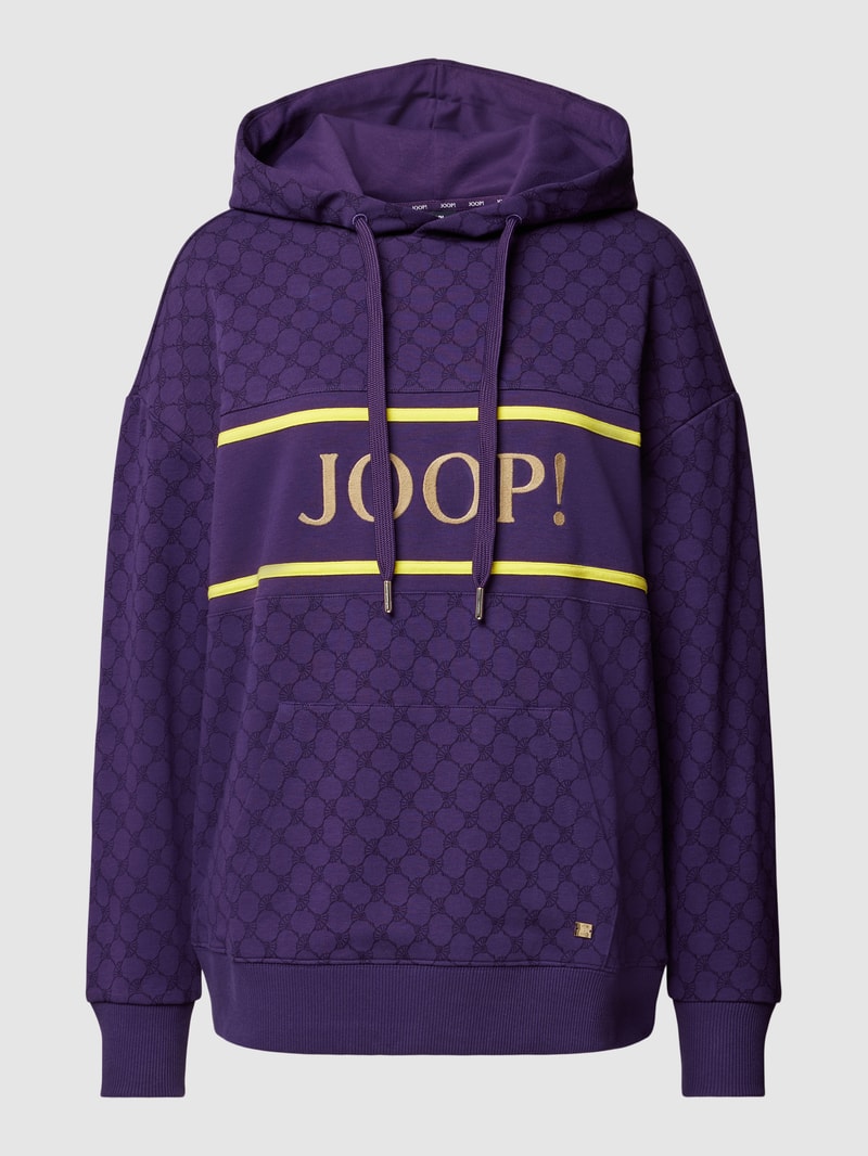 Hoodie mit Allover-Label-Print in lila