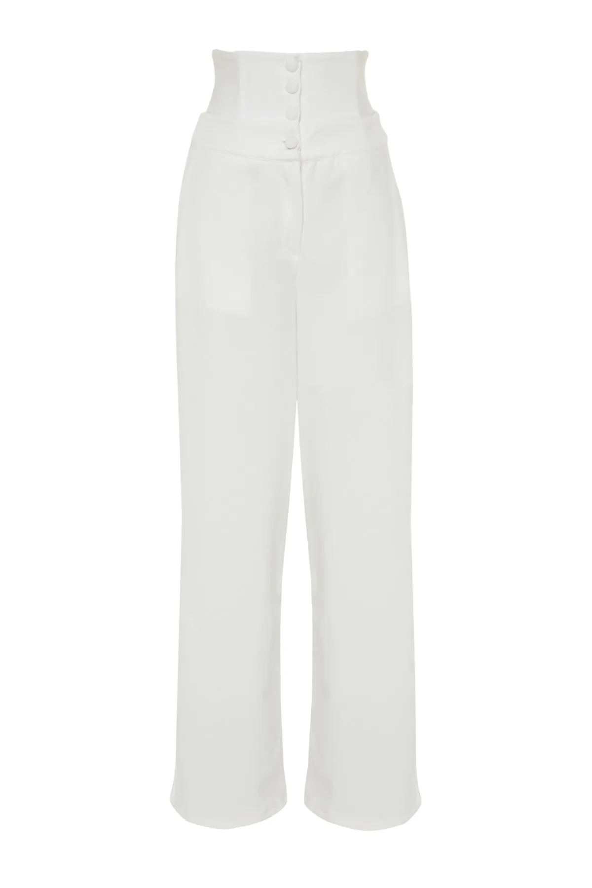 Trendyol Collection  Ecru gewebte Hose mit Korsettdetail TPRSS23PL00033