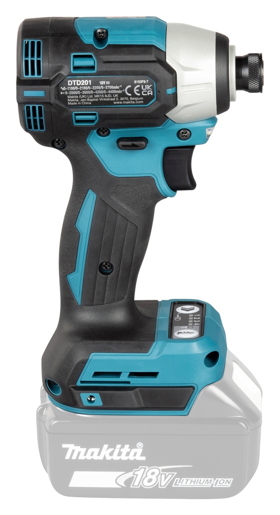 Destornillador de impacto inalámbrico Makita DTD201ZJ LXT de 18 V (baterías y cargador no incluidos) en caja Mbox.