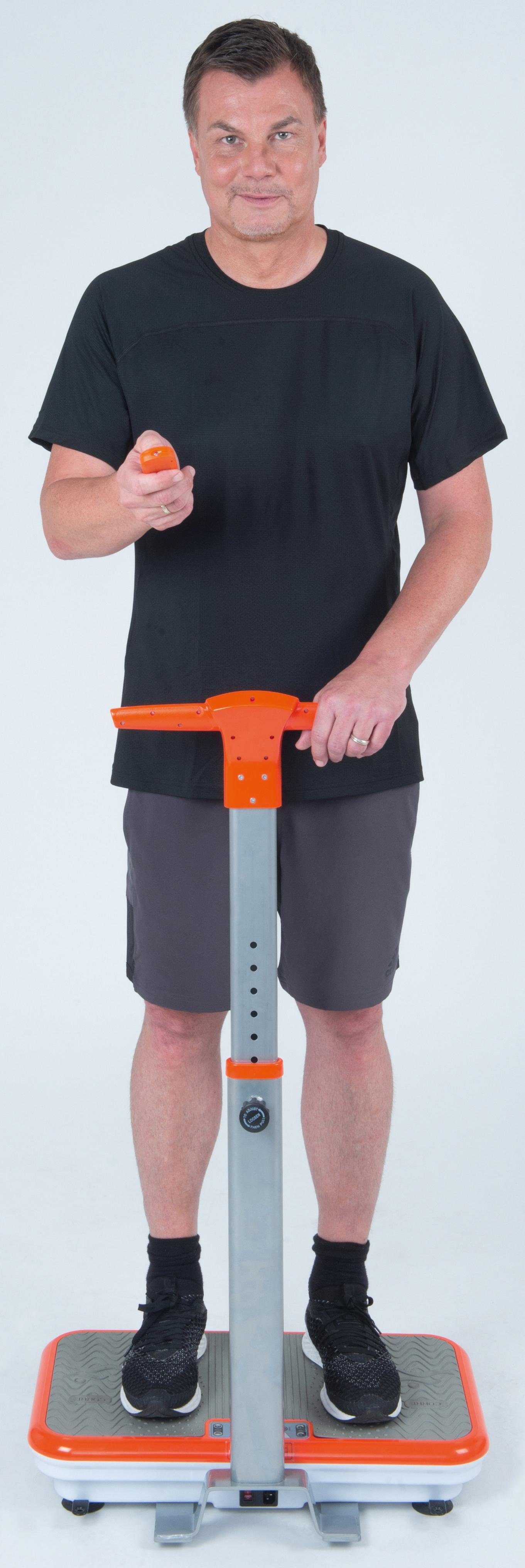 MediaShop Vibrationsplatte VIBROSHAPER, 200 W, 3 Intensitätsstufen, (Set, mit Trainingsbändern), mit abnehmbarer Haltestange